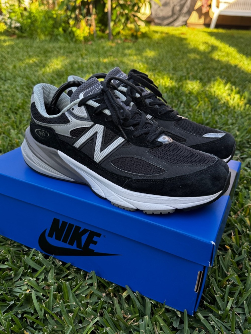 New Balance 990 v6 Made in USA Black Silver M990BK6 suede 2E (M 9.5 / W 11)